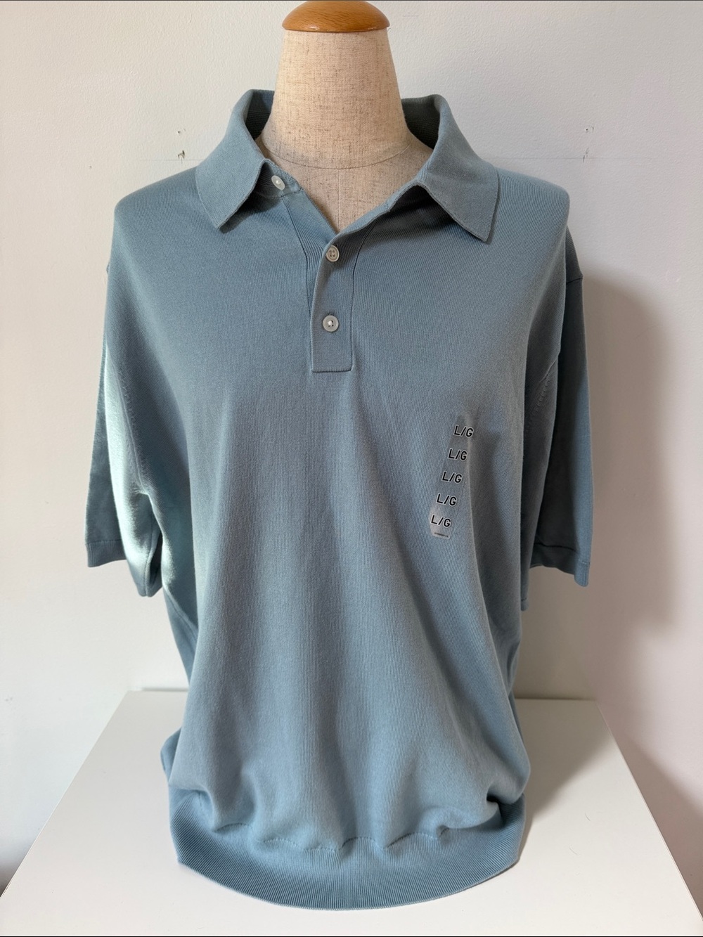 NWT!!!Men's LightBlue /Gray Polo Shirt - Classic Short Sleeve